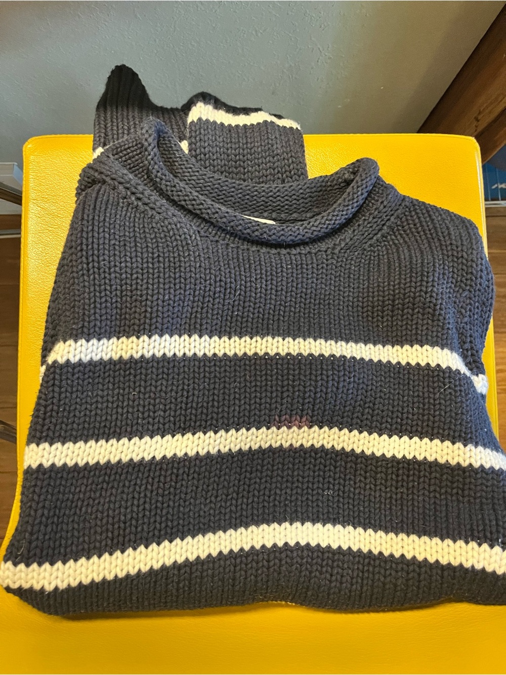 La Ligne Navy and White Striped Rollneck Sweater